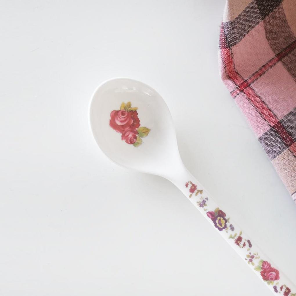 Винтажная Меламиновая Длинная Чайная Ложка с Цветком Большая