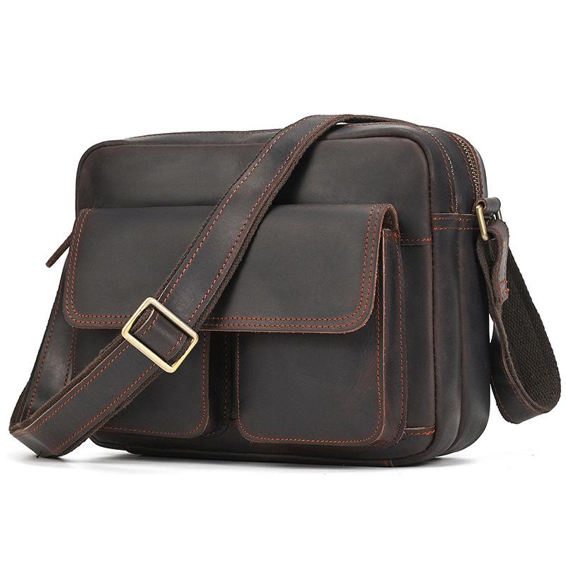 Мужская сумка-мессенджер из натуральной кожи Crazy Horse - стильная сумка через плечо для iPad