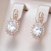 Classic Oval White Zircon Earrings for Women Golden English Earrings Vintage Party Wedding Jewelry Luxury Accessories