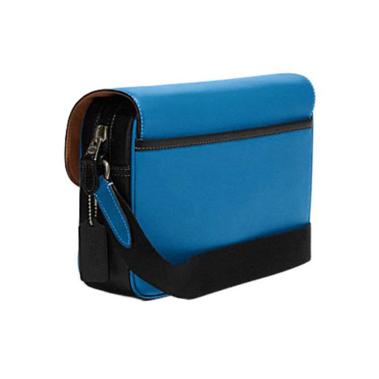 New COACH Track Cow Leather Shoulder Bag, Crossbody Bag Regular Men's Blue Beige CH118-QBVFG