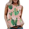 Женская повседневная футболка без рукавов с круглым вырезом и гавайским принтом