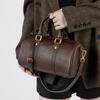Genuine Leather Maillard Vintage Handbag for Women Light Luxury Luxury Boston Vegetable Tanned Cow Leather Crossbody Bag
