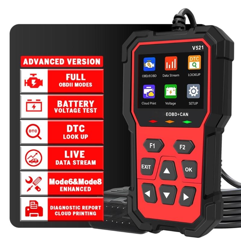 Многофункциональный OBD-сканер-тестер V521 для диагностики автомобилей, подходит для чтения кодов неисправностей двигателя, быстрого обнаружения ошибок