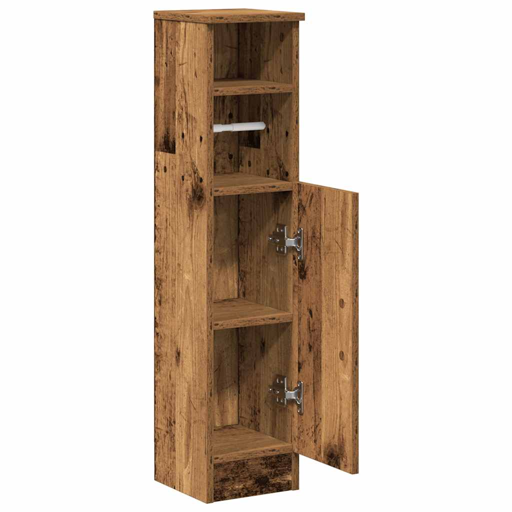 Bathroom Cabinet with Toilet Paper Holder Rustic Wood Look 20.5 x 22 x 90 cm