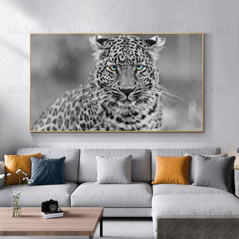 Плакаты и принты с Картинами На Холсте С Животными, Зеленые Глаза, Черно-белое, Гостиная, Дом, Дикая Жизнь, Настенное Искусство