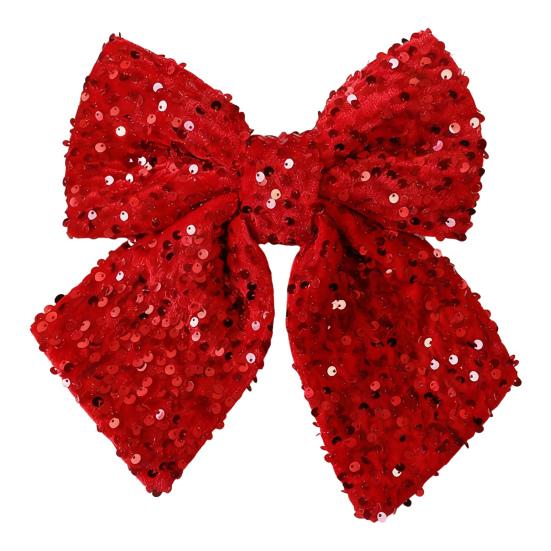 Christmas Bow Red Green Ribbon Bow Xmas Tree Decor Sequined Bow for Windows Doors Gift Wrapping Festive Holiday Decor