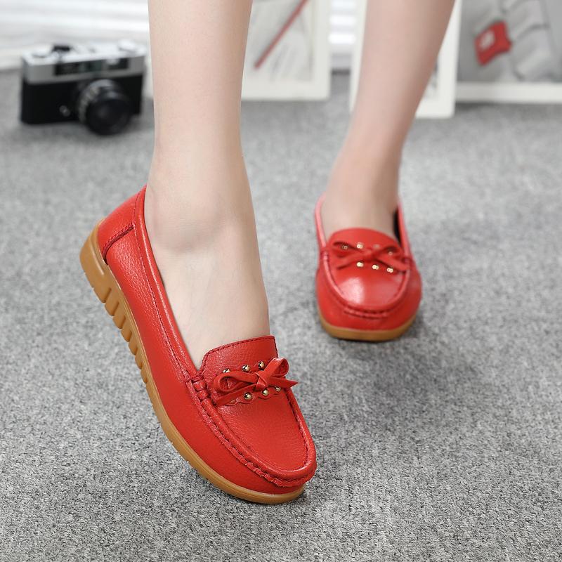 Весенние туфли на плоской подошве, мягкая подошва, дышащие, однотонные, Doudou shoes, большого размера, подошва из бычьей жилы, повседневные, для беременных