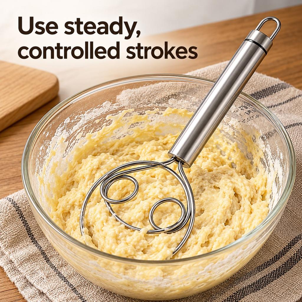 Stainless Steel Danish-Style Dough Whisk with Loop Handle