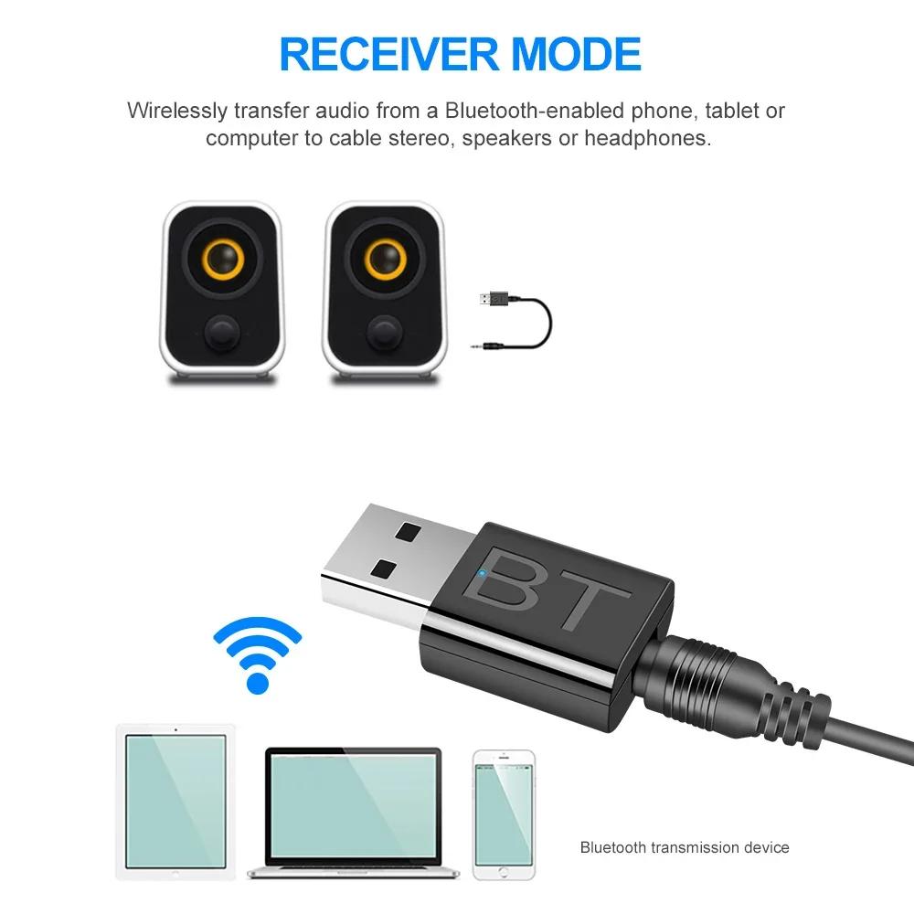 Bluetooth 5.0 Аудио Приемник Беспроводной Bluetooth Адаптер 3.5MM 3.5 Jack AUX Авто Стерео Музыка USB Донгл для Телевизора Динамика Наушников