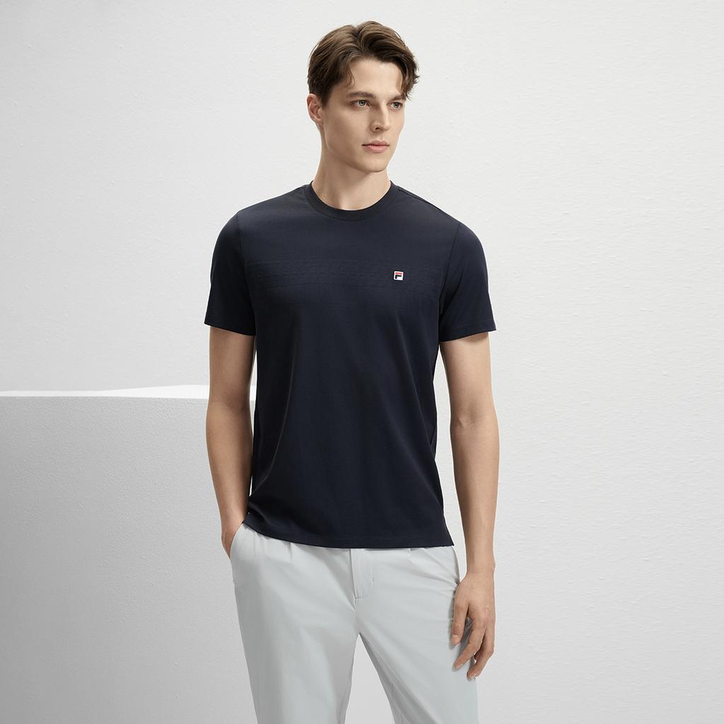 Fila Modern Heritage Simple Versatile Commuter Basic Short Sleeve T-Shirt Men Tops Legendary-Blue F11M431101FNV