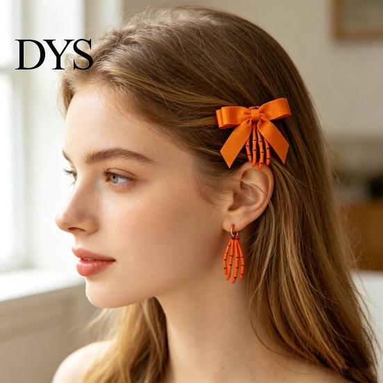 Gothic Lolita Hair Pins Halloween Skeleton Hand Bow Hairpin, Retro Skull Claw Clip for Women Statement Accessories Girls Girls, Style Decorative