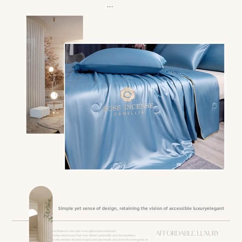 1Pc Spring and Summer New Quilt Thin Quilt Cool Washed Ice Silk Embroidered Summer Quilt Summer Cool Quilt Air-Conditioned Quilt