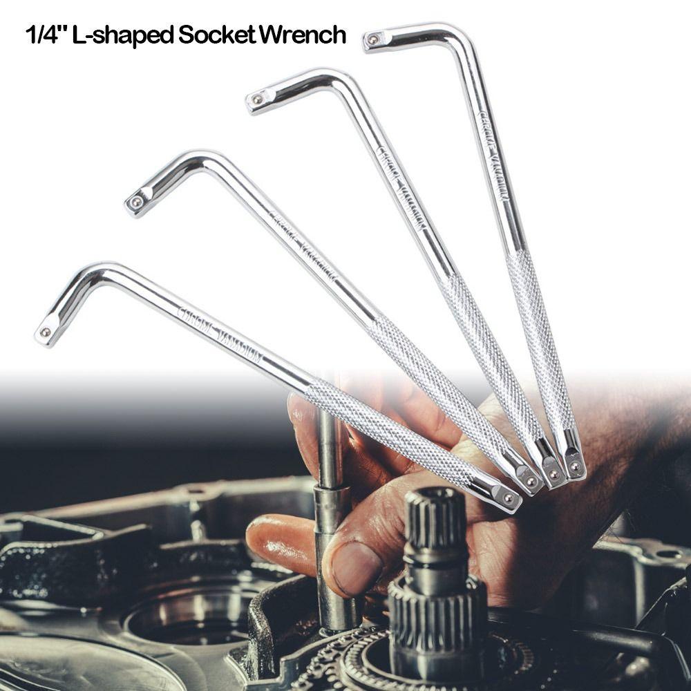 Квадратный интерфейс L-образный ключ 1/4" Адаптер для торцевой головки Прочный L-образный гаечный ключ Авторемонт