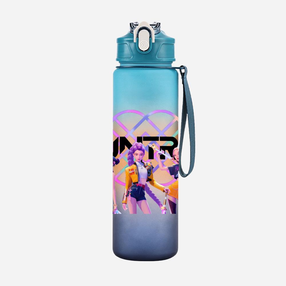 Cartoon K-Pop Demon Hunters Printed 750Ml Water Bottle Large Capacity Drinking Cup Portable Outdoor Sports Water Cup Children Gift