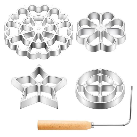 Frying Mold Set with Long Handle Non-Stick Shredded Carrot Shrimp Patty Spoon Waffle Cooking Stamp Cookie Press Mold Stainless Steel Kitchen Baking
