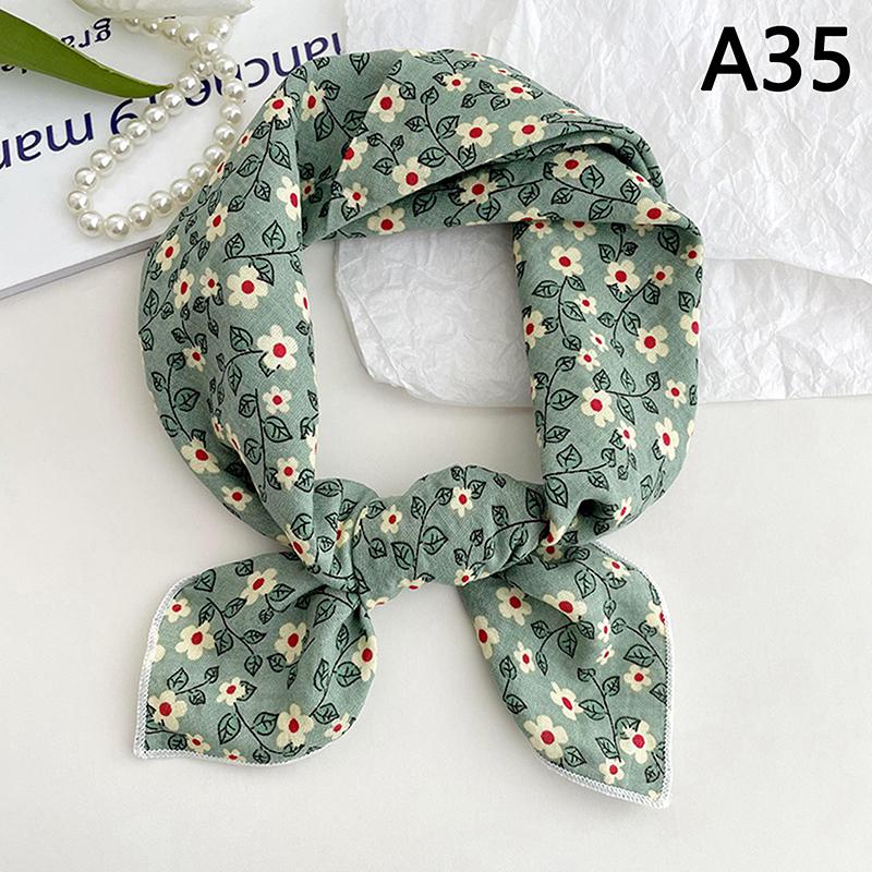 56Cm Ladies Headband Cotton Linen Square Scarf Korean College Girls Elegant Neck Scarves Sun Protection Headscarf
