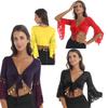 Belly Dance Costume Lace Patchwork  Tassel Lace-Up Shawl Crop Tops for Stage Performance Club Wear