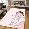 Chibi Maruko‑chan Flannel Pattern Square Carpet,Area Rug,Carpet Rug for Living Room Bedroom Sofa Playroom Decor,Non-slip Floor Mat