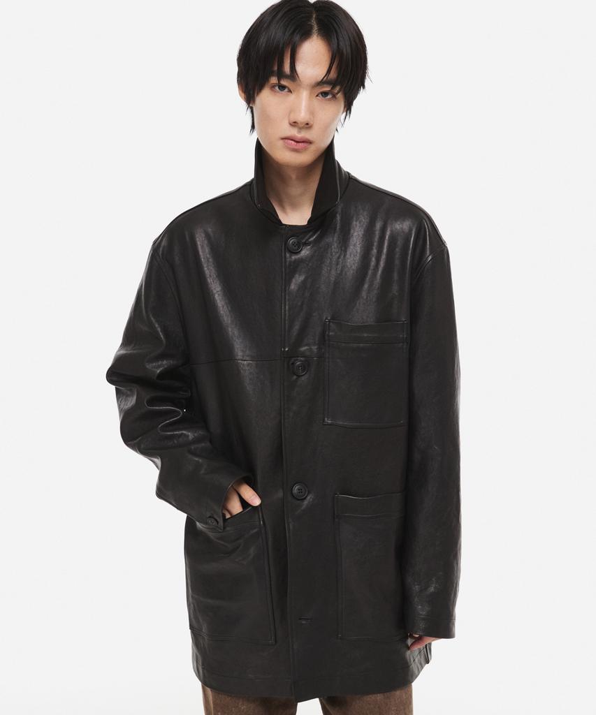 DNSR [Premium] Vegetable Lambskin Washed Car Coat Black
