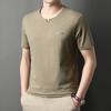 Men Ice Silk Short Sleeve Trend T Shirt V Neck Summer Casual Fashion Top