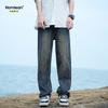 Мужские джинсы Homlean из выстиранного денима в стиле ретро, свободного прямого кроя