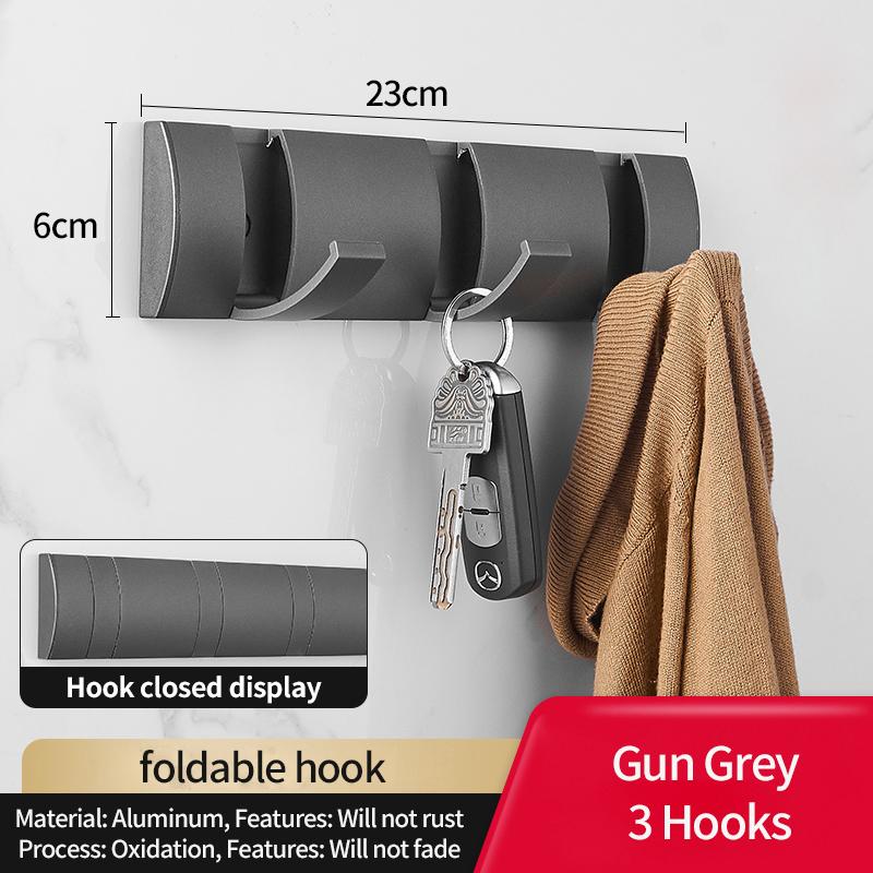 YUNJIEYA Folding Door Hooks Towel Hanger Nail Free Punch Wall Rack  Hook Coat Clothes Holder for Bathroom Kitchen Accessories