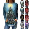 Women's Loose Round Neck Christmas Printed Long Sleeve T-Shirt Tops Pullover