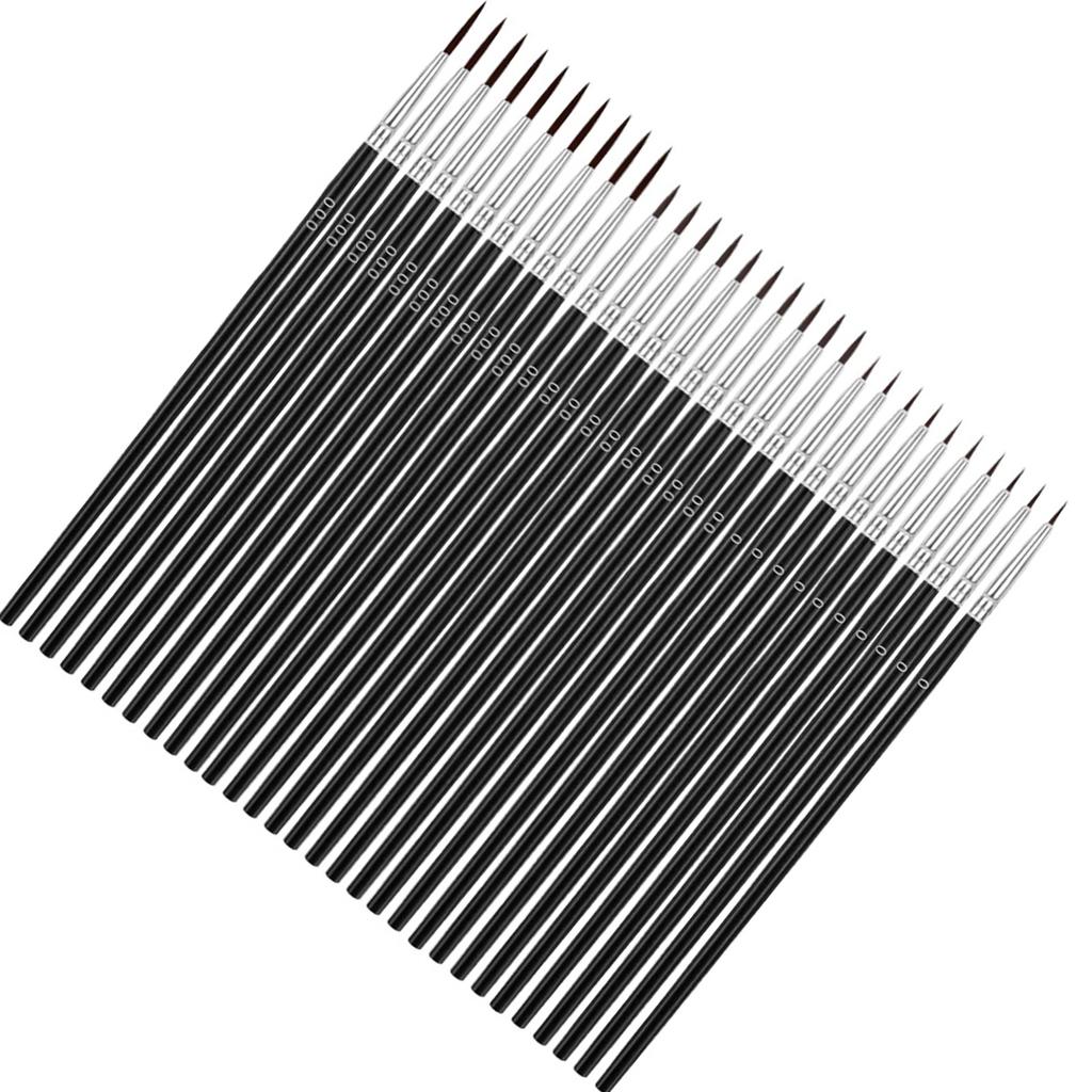 Набор кистей для тонкой детализации 30 шт. Деревянная ручка Нейлоновая щетина 3 размера Миниатюрные тонкие кисти для росписи лица