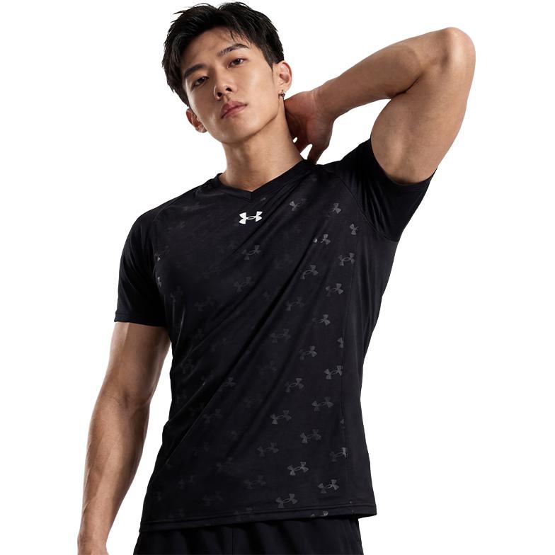 Under Armour Футболка с коротким рукавом для фитнеса, тренировок, бега, быстросохнущая, свободного кроя, с принтом, унисекс, топы, черная 21500531-001