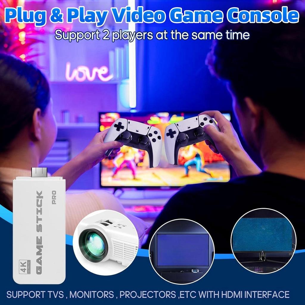 Беспроводная ретро-игровая консоль с 40 000 встроенных классических игр, выходом 4K HDMI для телевизора, беспроводным контроллером 2.4G, ностальгическим игровым джойстиком 64G