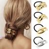 1PC Classic Irregular Geometric Charms Hair Ties Gold Silver Metal Ponytail Holder Hair Cuff Rope Women Girls Elastic Rubber Band