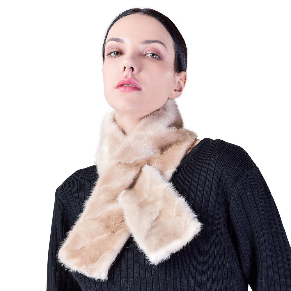 Норковый меховой шарф женский зимний новый кожаный высококачественный импортный мех норки теплый зимний двухсторонний плюшевый шарф