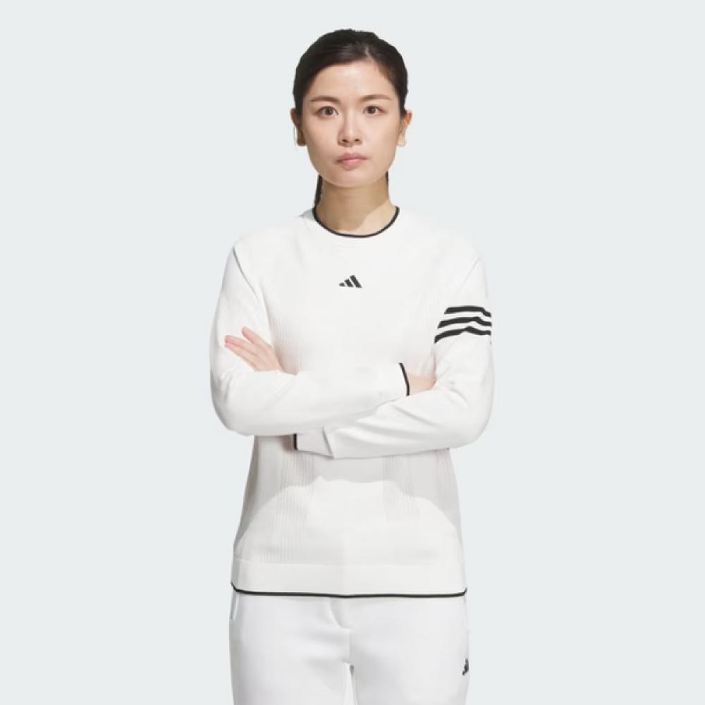 Adidas Golf 2024 Women S KniTTed T ShirT 3S Long Sleeve Pullover SweaTer whiTe Ik9797