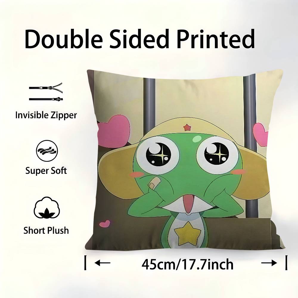 Keroro Gunsou Frog Pillow Gift Home Office Decoration Bedroom Sofa Car Cushion Cover Case 45X45