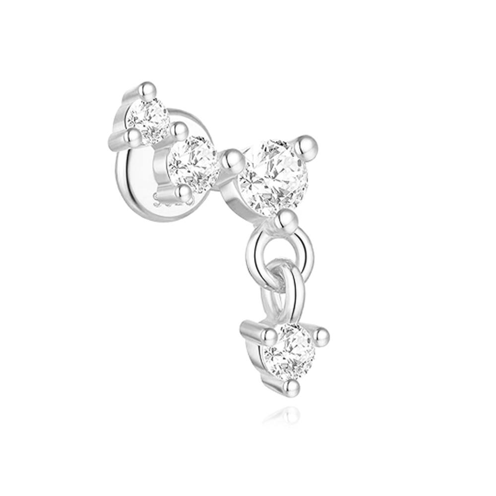 925 Silver Full Ear Dainty Piercing Ear Lobe Stud Earring for Women Helix Flat Earring Ear Bone Studs Fine Jewelry