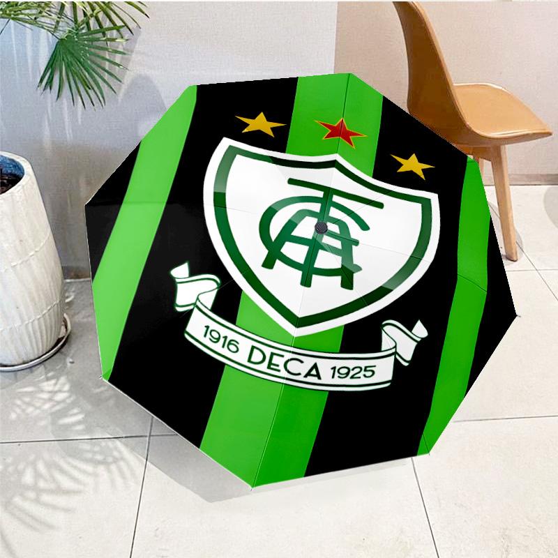 Green Shield Emblem Design Printed Automatic Umbrella, 8-Frame for Travel, camping, Casual Umbrella, Essential Gift for for family and friends