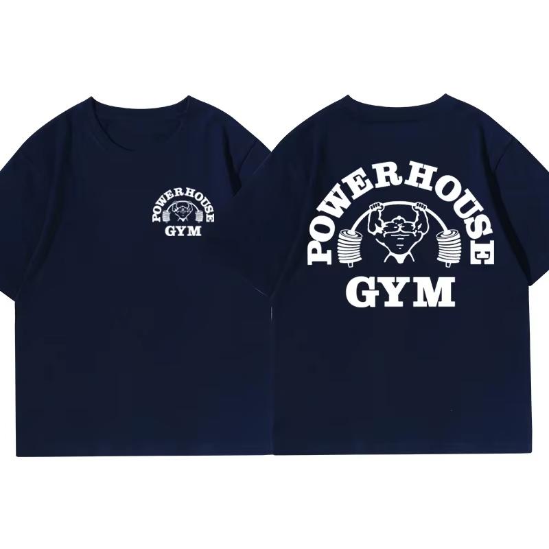 Графическая футболка Powerhouse Gym Мужская Женская Летняя Оверсайз с Коротким Рукавом Хлопковые Футболки Харадзюку Повседневная Фитнес Винтажная Спортивная Майка