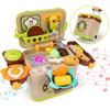 Pretend Play 2 In 1 Portable Kitchen Suitcase Toys with Music Lights Role Play Medical Cart Dessert Set Cooking Toys for Kids
