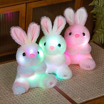 Мягкая игрушка кролик с подсветкой, симпатичная, красочная, плюшевая игрушка в виде кролика, кукла кролика, зайчик, Рождественский подарок для детей