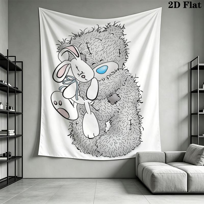 Tatty Teddy Wall Tapestry Aesthetic Wall Hanging Printed Fabric Blanket Decorative Tapestries for Bedroom Living Room Home Decor