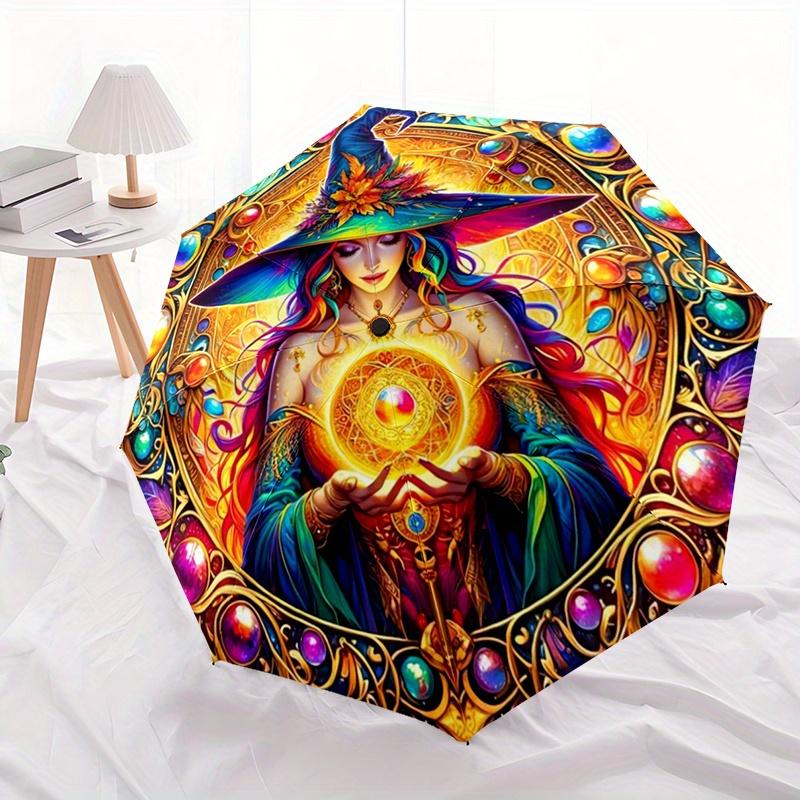 Magic Wizardess Holding Automatic Folding Umbrella Compact Lightweight For Outdoor Adventurest152