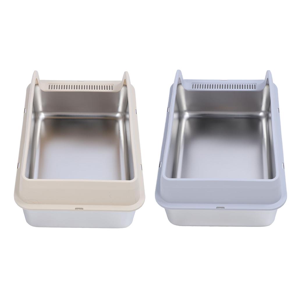 Кошачий туалет из нержавеющей стали с контролем запаха, высокие борта, металлический туалет, против утечки мочи, легкая очистка