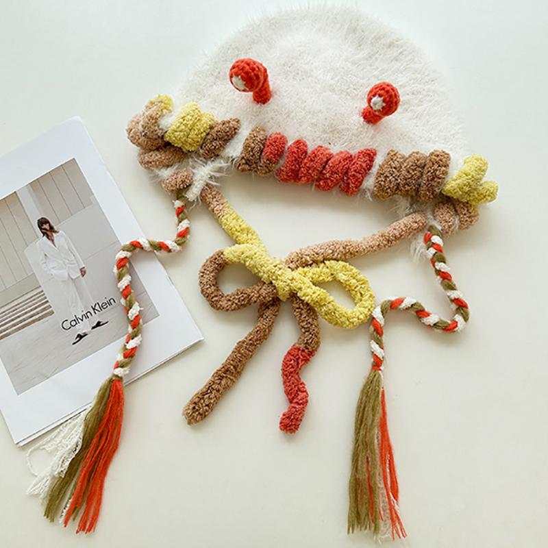 Милые медвежьи ушки Тедди флис вязаный разноцветный пуловер шапка для женщин зимние теплые защитные наушники Able Straps шапки-бомберы