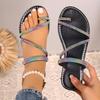 Модные летние новые женские тапочки Модные сандалии на плоской подошве Женские пляжные повседневные дизайнерские туфли Противоскользящие тапочки-шлепанцы Женские
