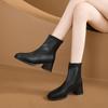 Узкие ботинки женские новые 2025 осень и зима голые ботинки женский темперамент универсальный ретро короткие ботинки женские квадратная голова толстый каблук одинарный