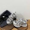 Youth style shoes Kids Chunky Sneakers Boys Girls Black PU Mesh Upper Rubber Sole Slip-On Style Sporty Casual Shoes