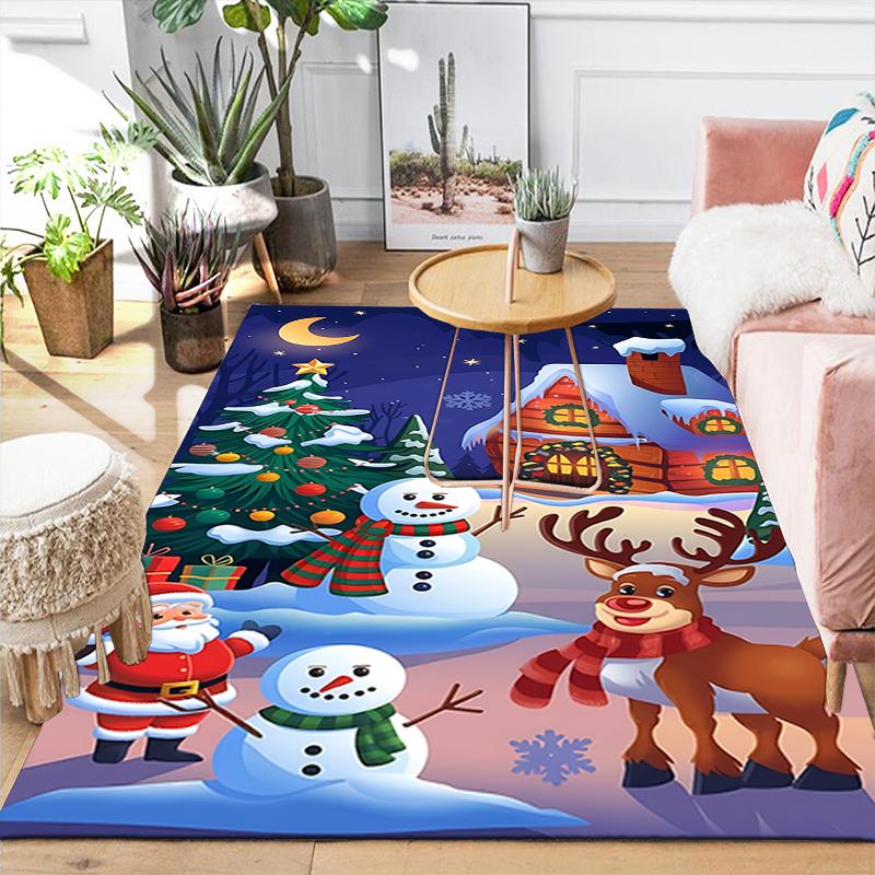 1Pc Christmas Night Scene Rug Office Carpet Indoor Outdoor Doormat Nonslip Soft Living Room Christmas Halloween Gift D922204