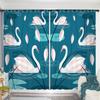 2Panel Swan Lake Swan Curtain Custom Curtains Simple Modern Bedroom Living Room Window Semi-blackout Short Curtain Grommet Top