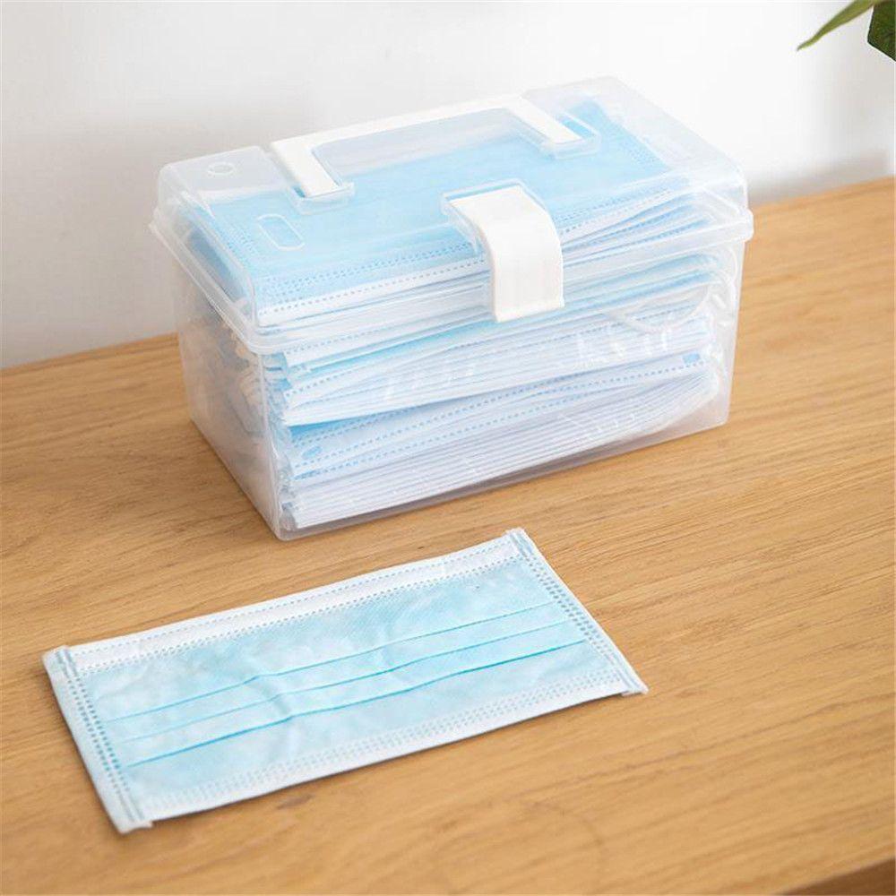 Transparent Dust-proof Household Sundries Holder Mask Storage Box Medicine Chest With Handle
