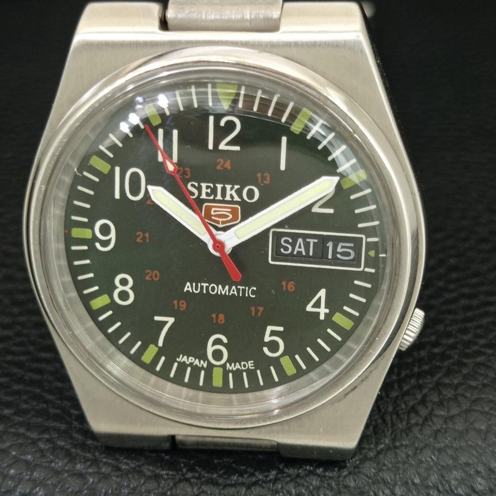 ОРИГИНАЛЬНЫЕ ВИНТАЖНЫЕ МУЖСКИЕ ЧАСЫ SEIKO 5 AUTOMATIC ЯПОНИЯ ЗЕЛЕНЫЙ ЦВЕТ ЦИФЕРБЛАТ a708595-1
